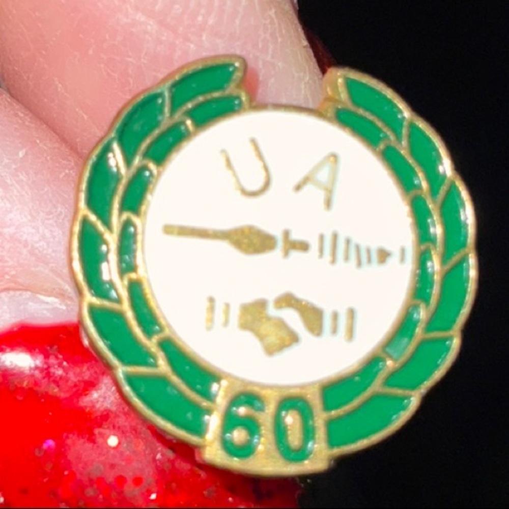 UA 60 Tac Pin Made in USA IU Pat Local 1937 Union AFL CIO